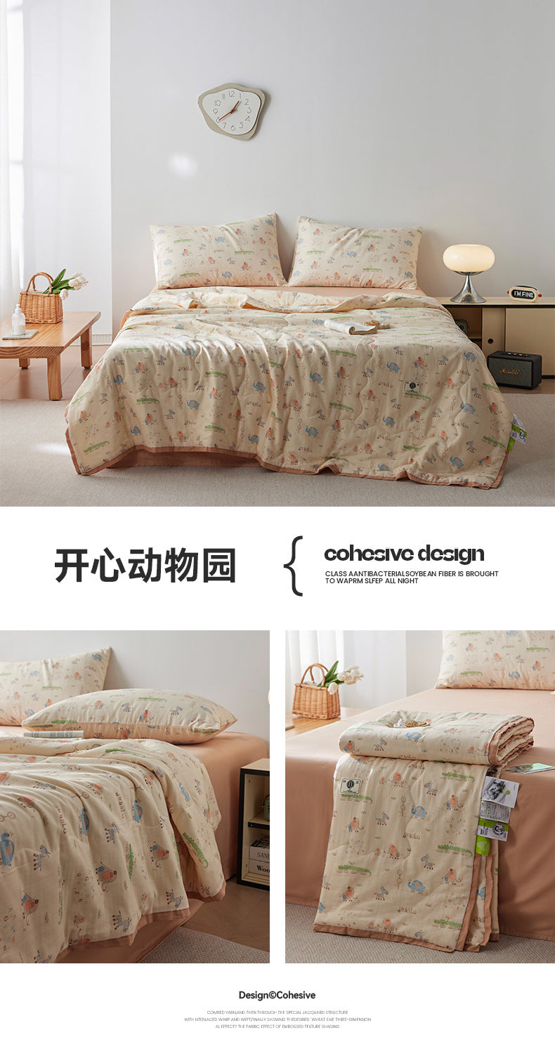 Cotton Double-Layer Yarn Summer Blanket Children's Summer Air-Conditioning Thin Duvet